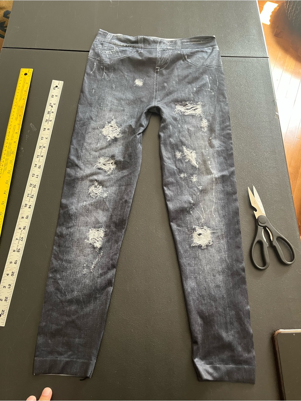 Gold medal Distressed Dark Wash Denim-Look Leggings l/xl